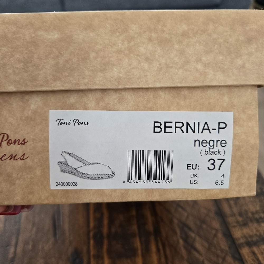 Toni Pons Bernia Women's wedge espadrilles in leather. Color: Black. Size US 6.5 - Picture 7 of 7